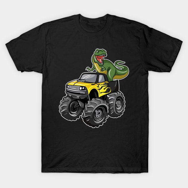 Monster Truck Dinosaur T-Shirt by LetsBeginDesigns